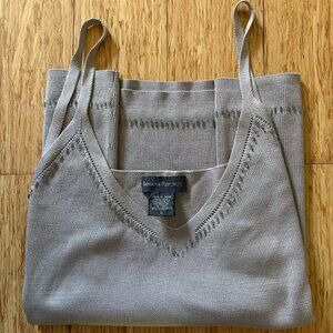 Vtg Y2K  100% Silk Beaded Babydoll Trim Banana Republic Top Size L